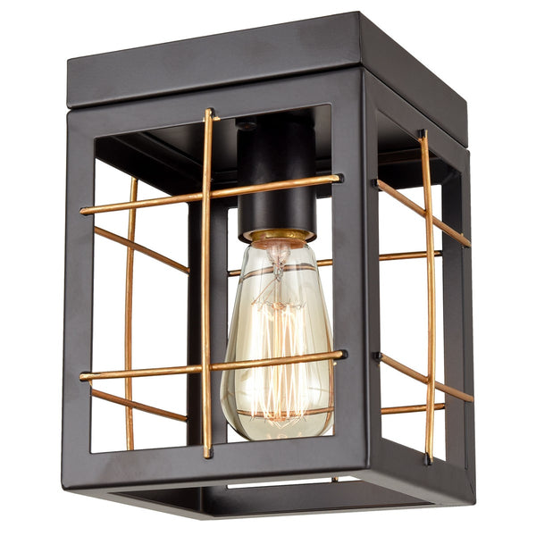Farmhouse Black Flush Mount Ceiling Light Brass Fixture